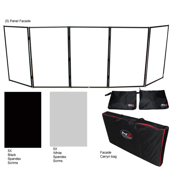 5 Panel Black Frame DJ Facade W-Stainless Quick Release 180 Deg. Hinges