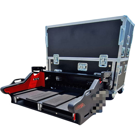 Digico Q225 Quantum 225 Flip-Ready Hydraulic Console Easy Retracting Lifting Flight Case with 2U Rack and wheels