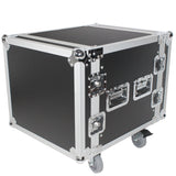 10U Space Shockproof Amp Rack ATA Flight Case 24 In Depth W-Casters