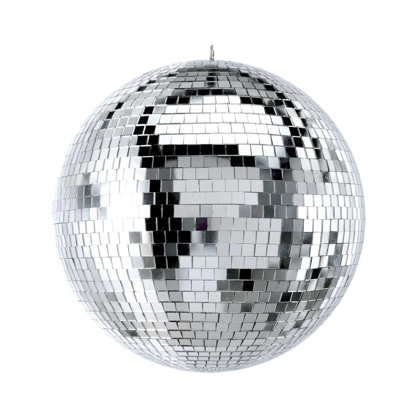 12" Mirror Disco Ball with 3/8" Glass Tiles | Bright Silver Reflective DJ Sphere with Hanging Ring