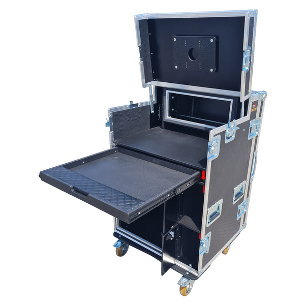Mobile AV Broadcasting Streaming Recording Studio Workstation Case with 4U Top 12U Bottom