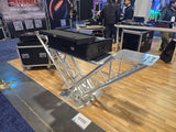 VERRAZANO V-Shape Aluminum Truss DJ Table with Elevated Monitor Shelves and 24" Base Plate