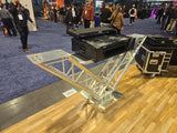 VERRAZANO V-Shape Aluminum Truss DJ Table with Elevated Monitor Shelves and 24" Base Plate