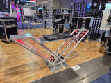 VERRAZANO V-Shape Aluminum Truss DJ Table with Elevated Monitor Shelves and 24" Base Plate