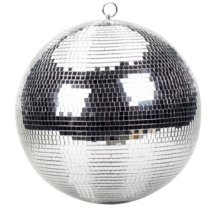24" Mirror Disco Ball with 3/8" (10mm) Glass Tiles | Bright Silver Reflective DJ Sphere with Hanging Ring