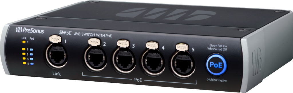 SW5E AVB Network Switch, Black and Gray