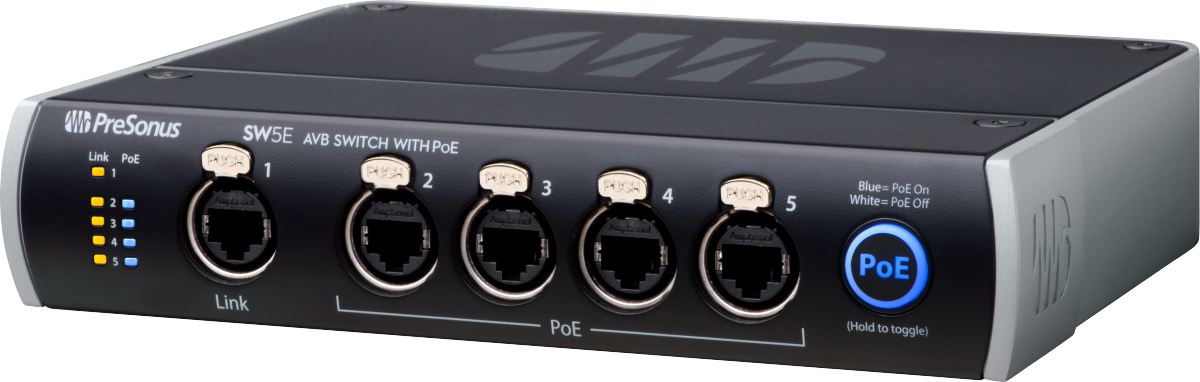 SW5E AVB Network Switch, Black and Gray