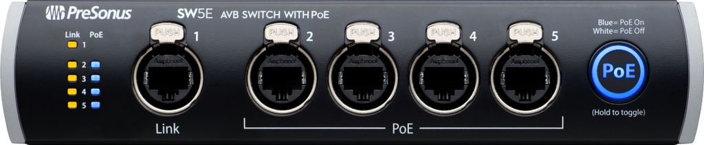 SW5E AVB Network Switch, Black and Gray