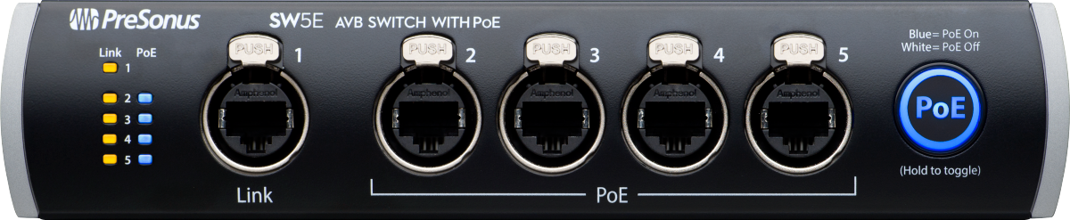 SW5E AVB Network Switch, Black and Gray