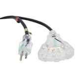 10' Ft. 120VAC NEMA 15 Male to 3 Outlet Female Power-Extension Cord 14 AWG