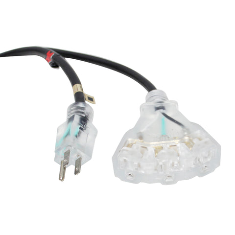 25' Ft. 120VAC NEMA 15 Male to 3 Outlet Female Power-Extension Cord 14 AWG