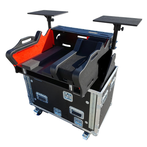 Yamaha DM7-EX Flip-Ready Hydraulic Console Easy Retracting Lifting 1U Rack Space Flight Case with wheels by ZCASE