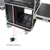 BRANCO ATA Flight Style FOH Mixing Console Case 12U Shockproof Rack 2 Drawer 2 Side Tables & 4 Locking Casters
