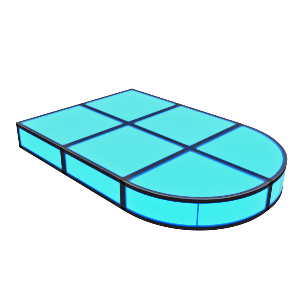 Low Rise Mini Runway ProX LUMOStage™ Modular Illuminated Acrylic Stage Platform System with Interlocking Cube Secti