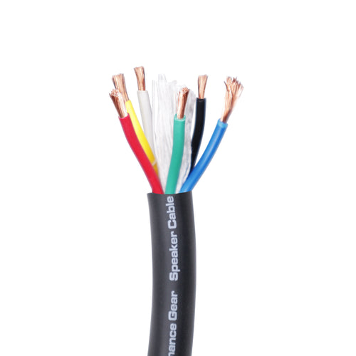 100 Ft. 12 AWG 6 Conductor Hybrid Passive Speaker Wire Bulk Cable Spool Black