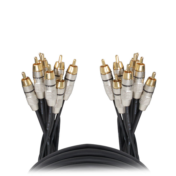 10' FT Premium 8 Channel Snake 8x RCA Male to 8x RCA Male Cable