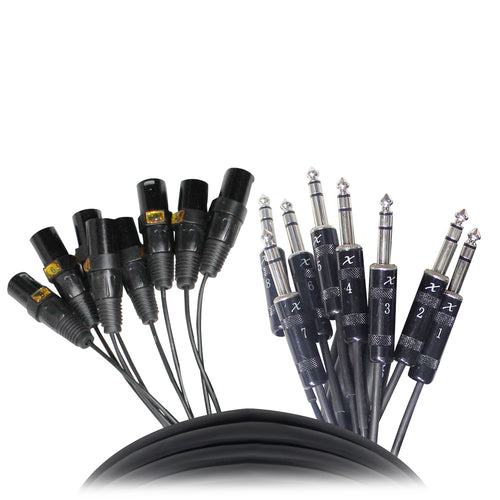 10' Ft High Performance 8-Channel Snake Cable XLR-F to 1/4" TRS Balanced Audio Cable