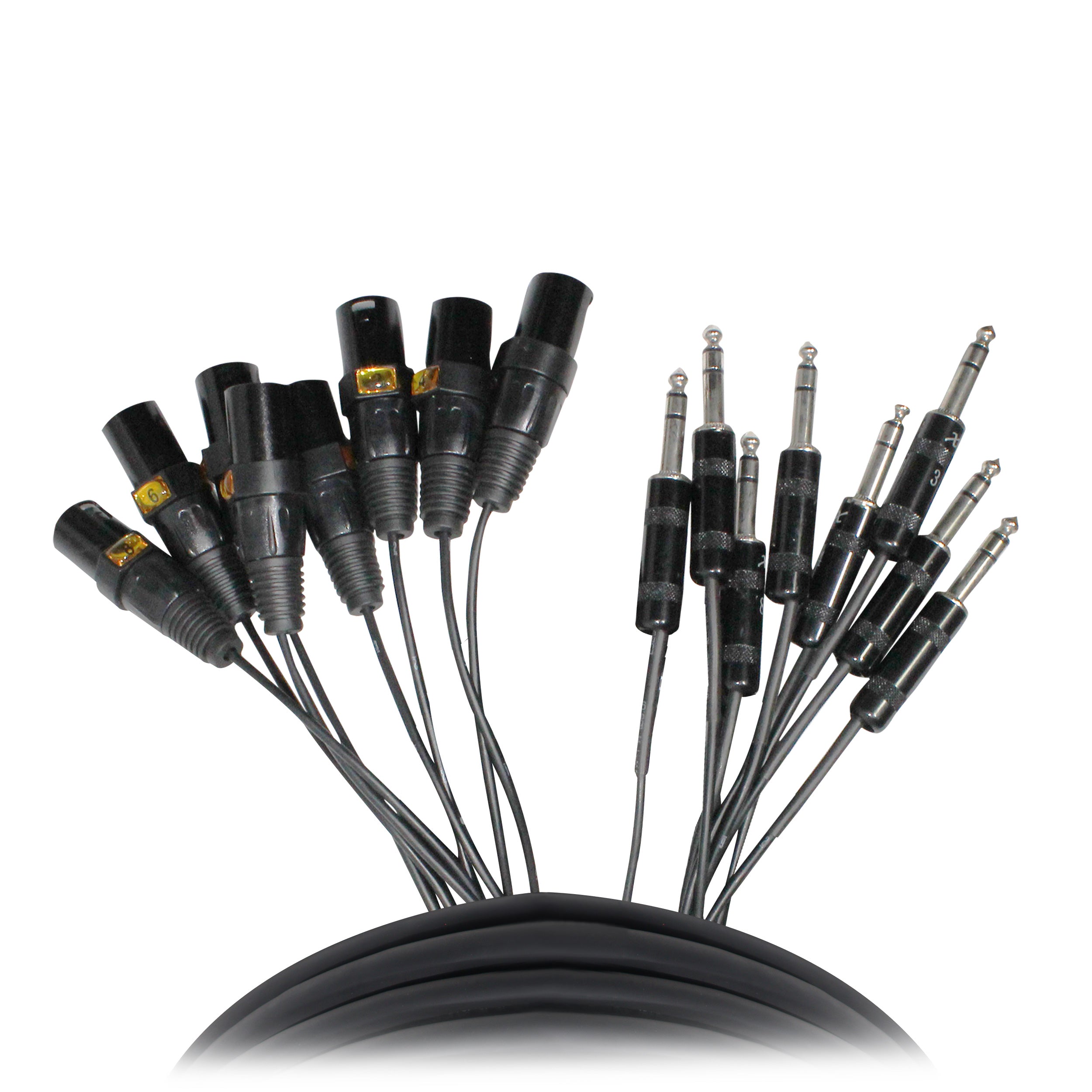 10' Ft High-Performance 8-Channel Snake Cable XLR-M TO 1/4" TRS Balanced Audio Cable