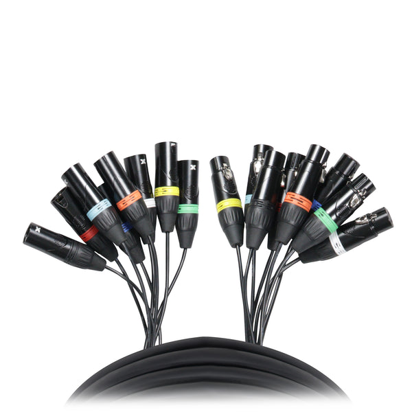 25' Ft. High Performance 8-Channel XLR-F to XLR-M Balanced Snake Audio Cable