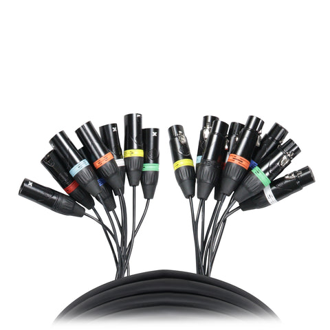 10 Ft. 8-Channel XLR3-F to XLR3-M Balanced Snake Cable