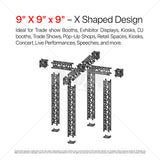 Tradeshow Booth 9.42 W X 9.42 L X 9.20 FT H with X Shape Design in center - K SERIES Light Duty
