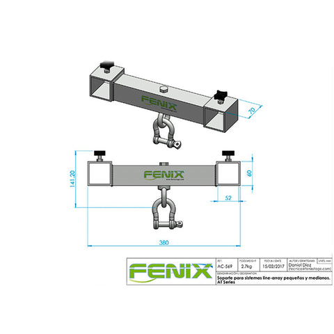 T-Bar fits Fenix AT06 or AT04 Line Arrays Systems - Black