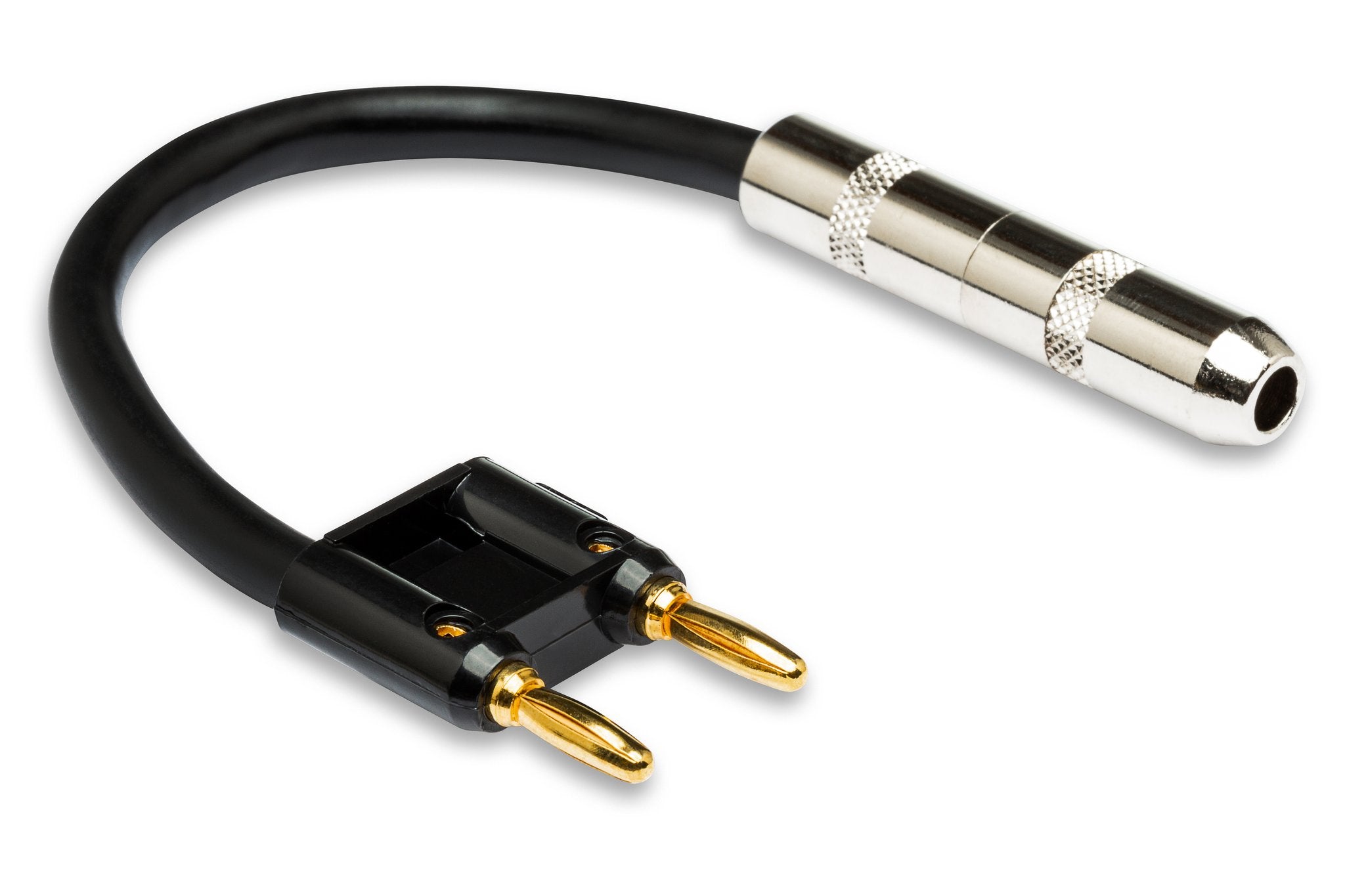 Speaker Adapter, Hosa 1/4 in TS to Dual Banana, 6 in, Black - Full