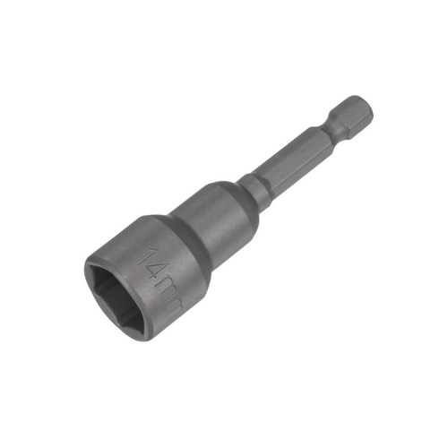 14mm Magnetic Hex Socket for Bolts – 65mm Length, 1/4" Hex Shank, CR-V Power Nut Driver for Drills