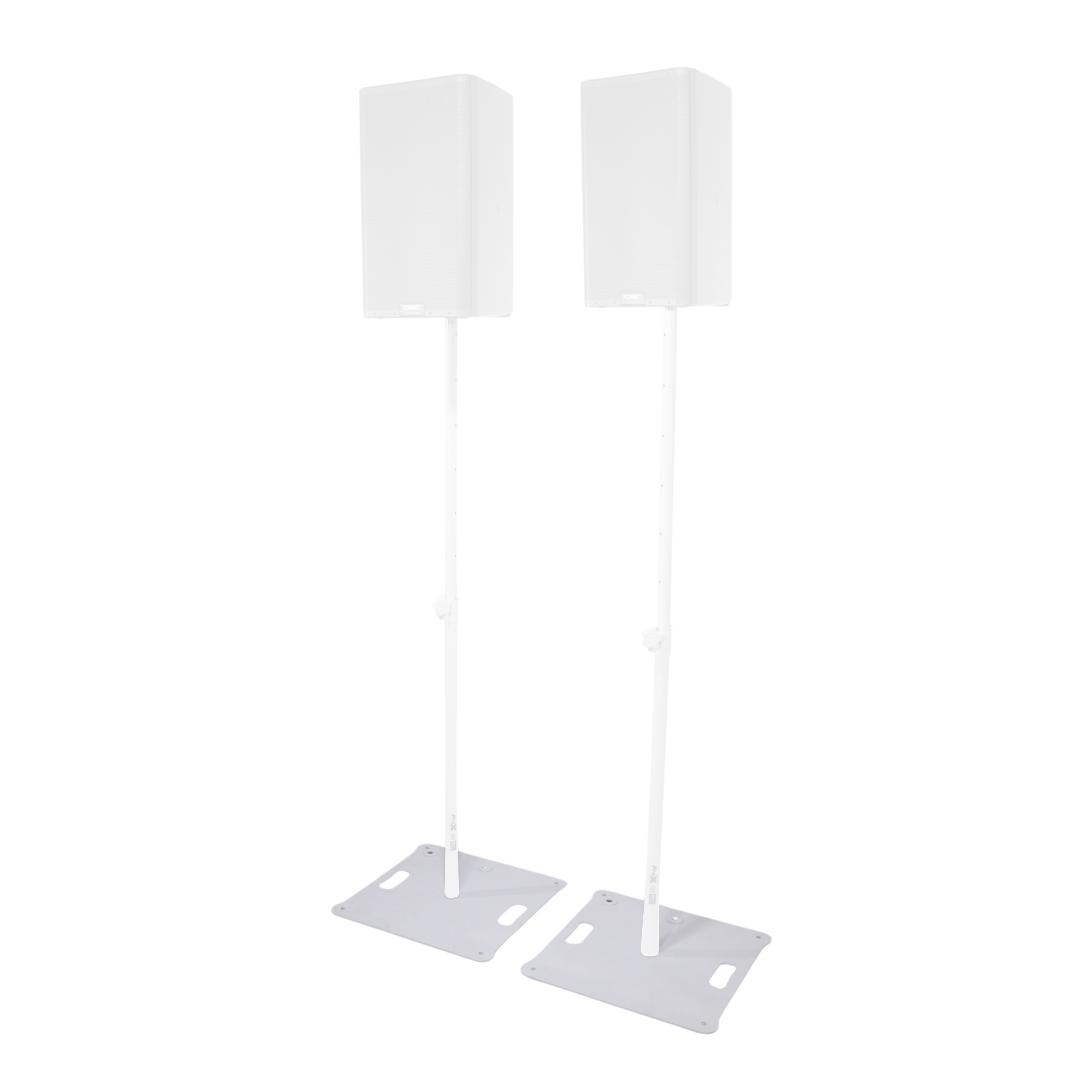 Pair of Polaris Base Plates – 2 Heavy-Duty Speaker Pole Base Plates and Carry Bags in White