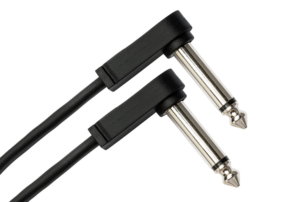 Flat Guitar Patch Cable, Molded Low-profile Right-angle to Same, 6 in - Angle