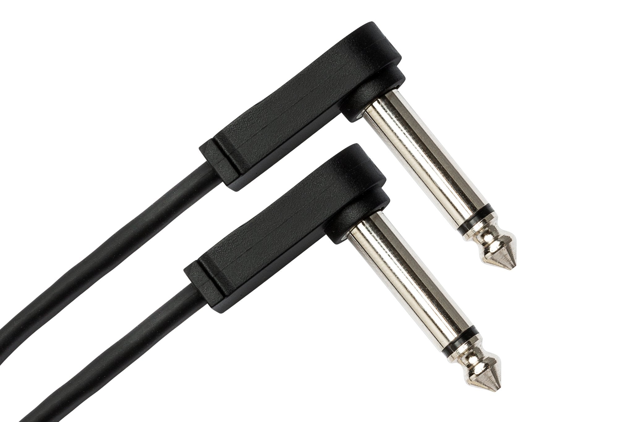Flat Guitar Patch Cable, Molded Low-profile Right-angle to Same, 6 in - Angle