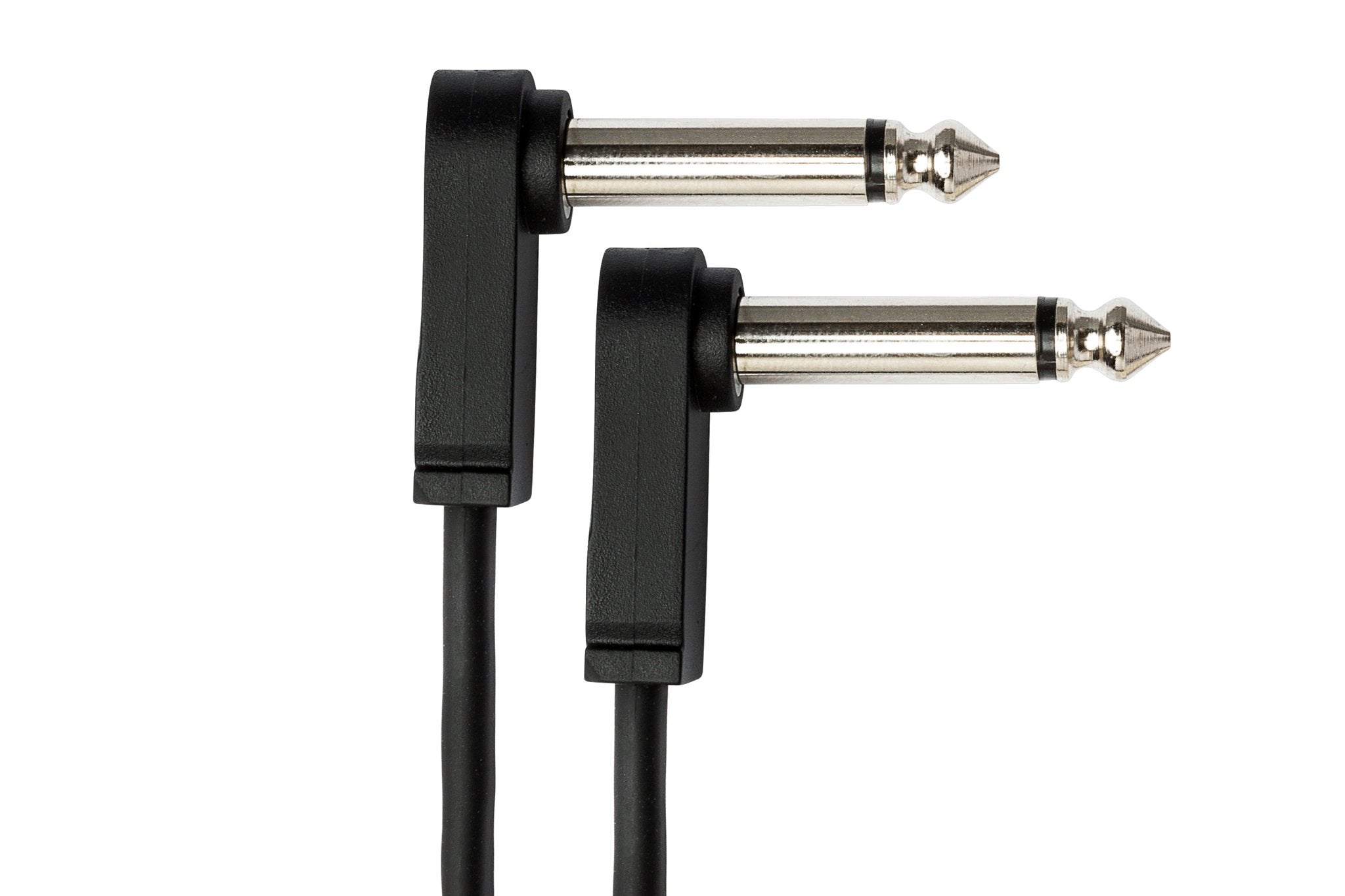 Flat Guitar Patch Cable, Molded Low-profile Right-angle to Same, 6 in - Connector
