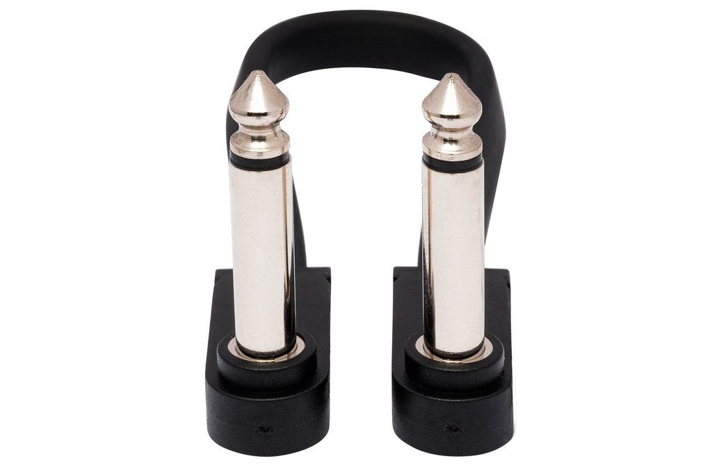 Flat Guitar Patch Cable, Molded Low-profile Right-angle to Same, 6 in, 6 pc - Front