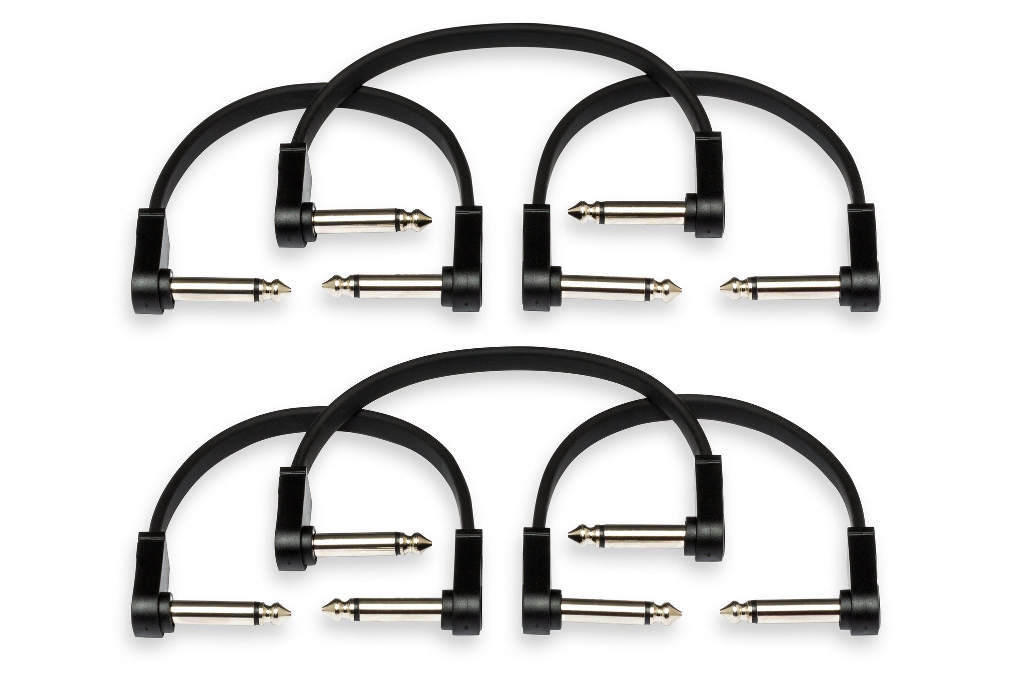 Flat Guitar Patch Cable, Molded Low-profile Right-angle to Same, 6 in, 6 pc - Pack