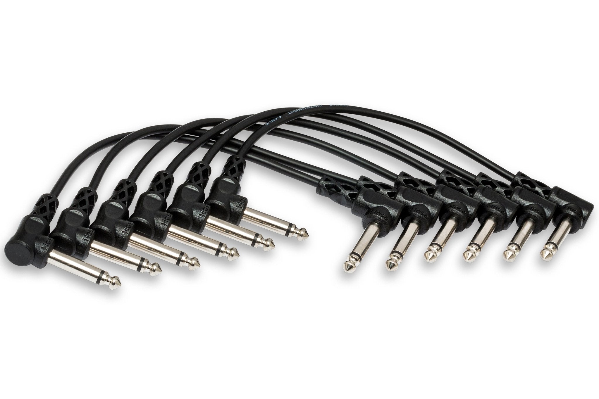 Guitar Patch Cable, Molded Right-angle to Same, 6 in, 6 pc - Pack