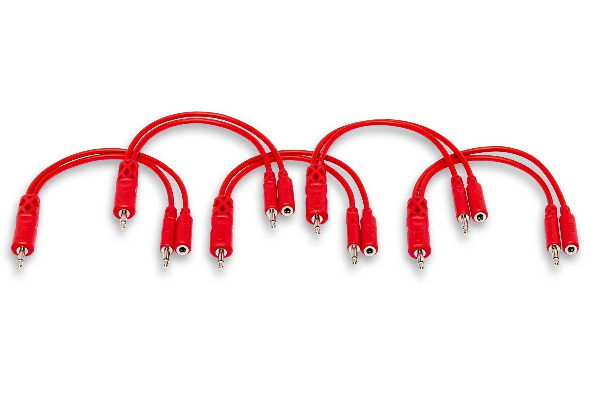 Hopscotch Patch Cables, 3.5 mm TS with 3.5 mm TSF Pigtail to 3.5 mm TS, 5 pc, 0.5 ft - Full