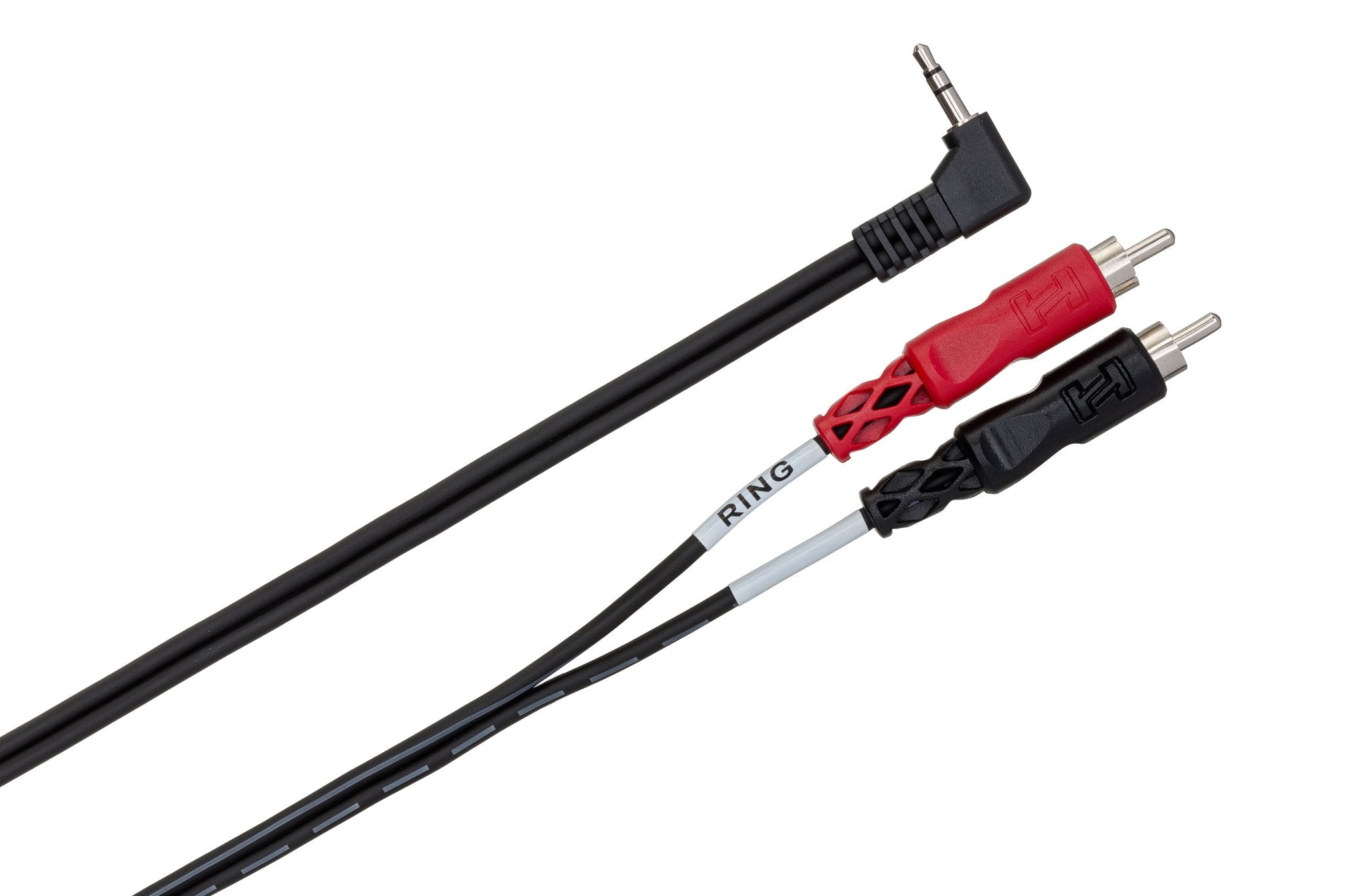 Stereo Breakout, Right-angle 3.5 mm TRS to Dual RCA - Angle