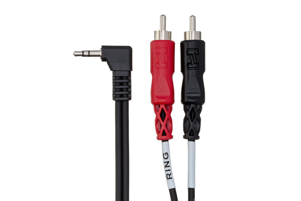 Stereo Breakout, Right-angle 3.5 mm TRS to Dual RCA - Connector