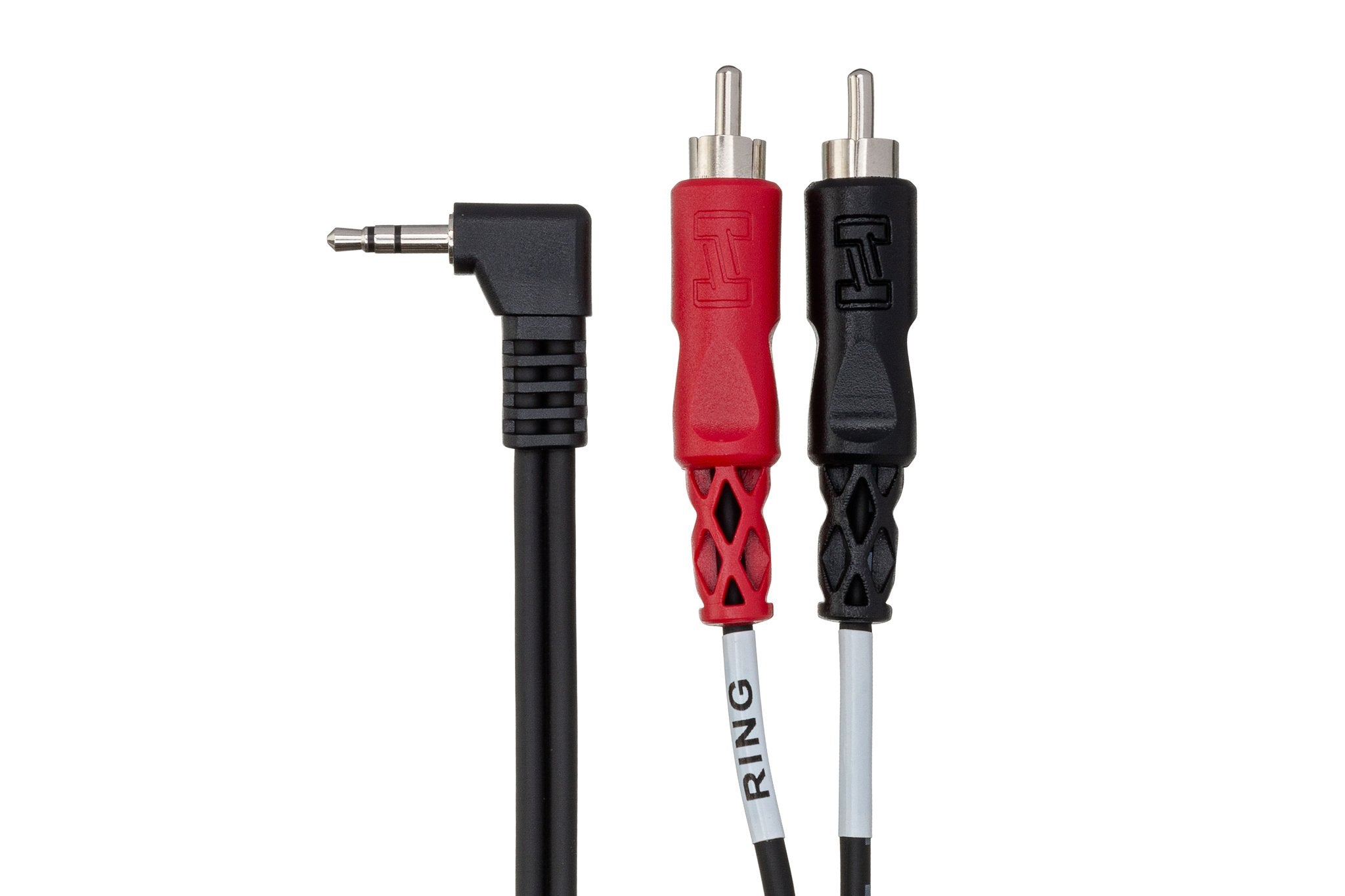 Stereo Breakout, Right-angle 3.5 mm TRS to Dual RCA - Connector