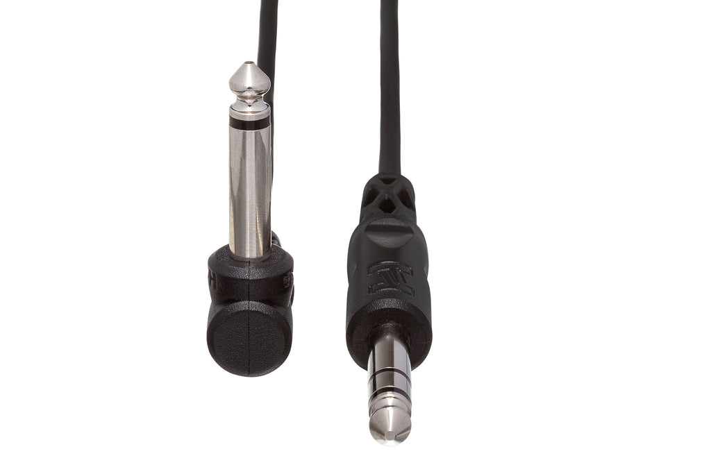 Unbalanced Interconnect, 1/4 in TS to Right-angle 1/4 in TS - Front