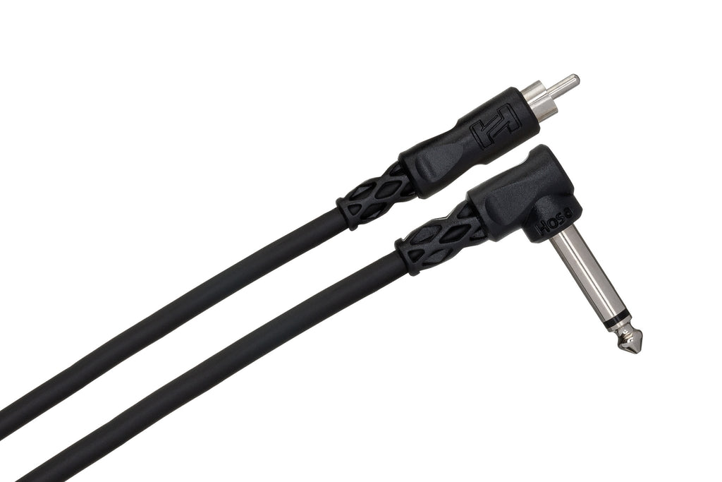Unbalanced Interconnect, Right-angle 1/4 in TS to RCA, 3 ft - Angle