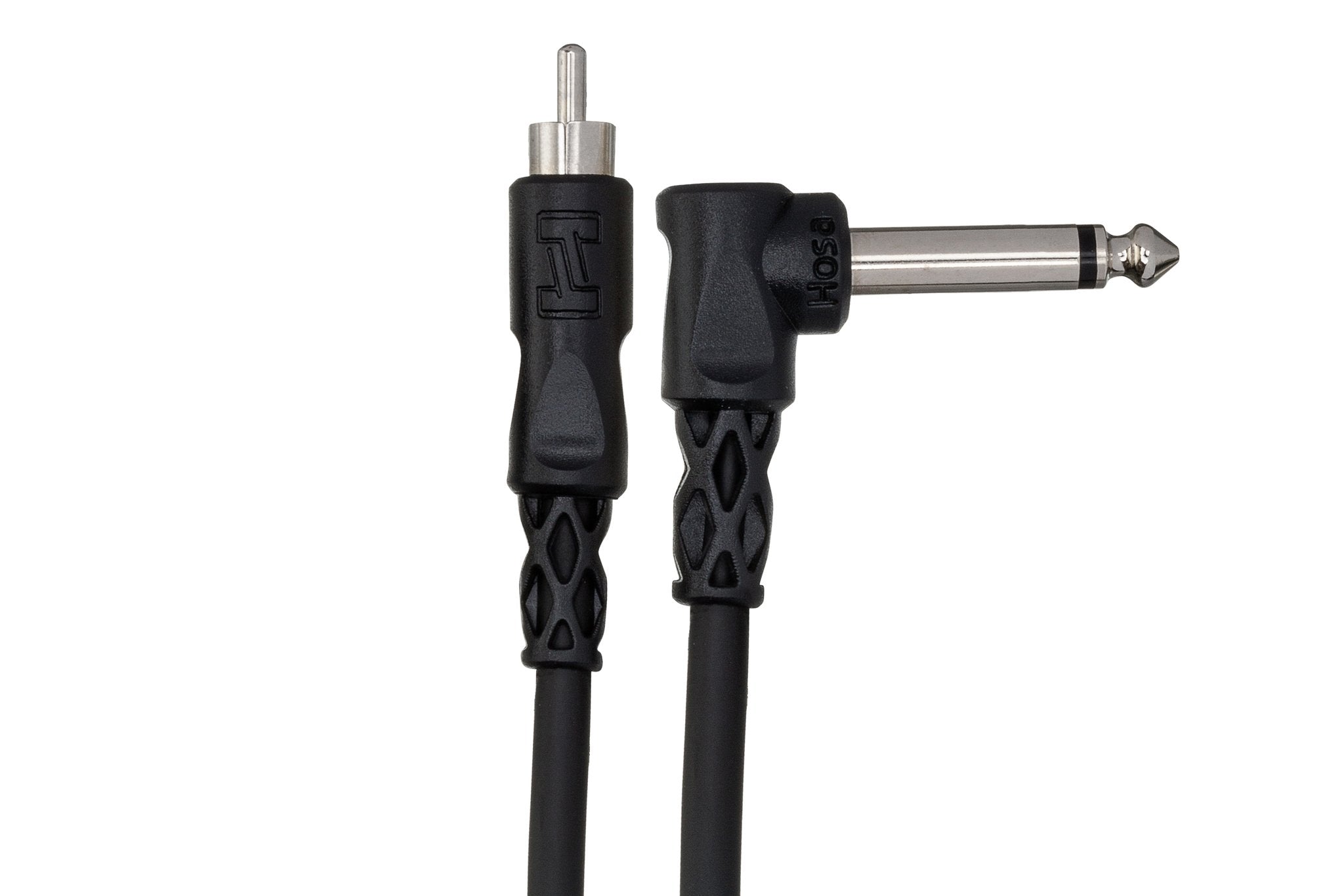 Unbalanced Interconnect, Right-angle 1/4 in TS to RCA, 3 ft - Connector