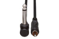 Unbalanced Interconnect, Right-angle 1/4 in TS to RCA, 3 ft - Front