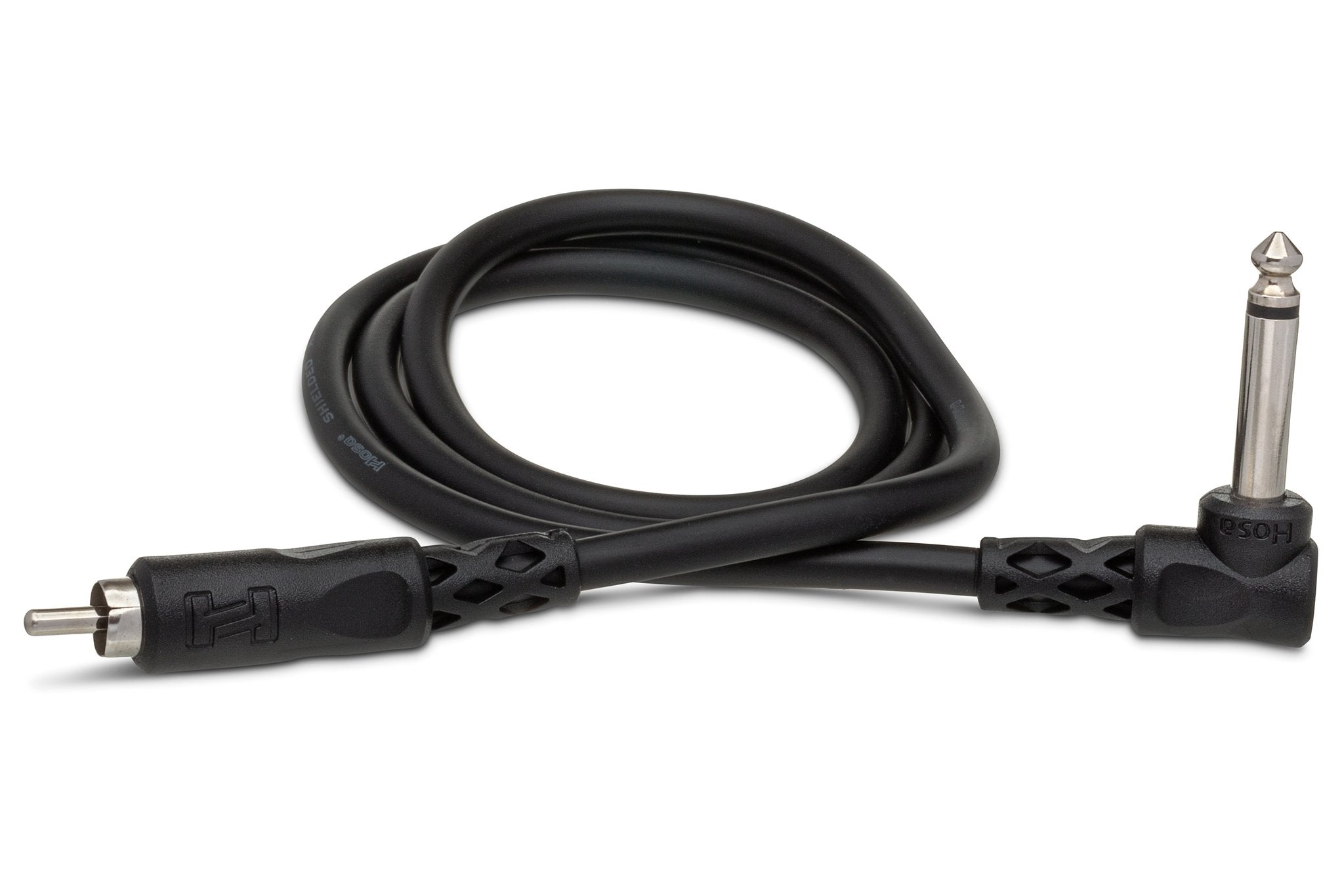 Unbalanced Interconnect, Right-angle 1/4 in TS to RCA, 3 ft - Full