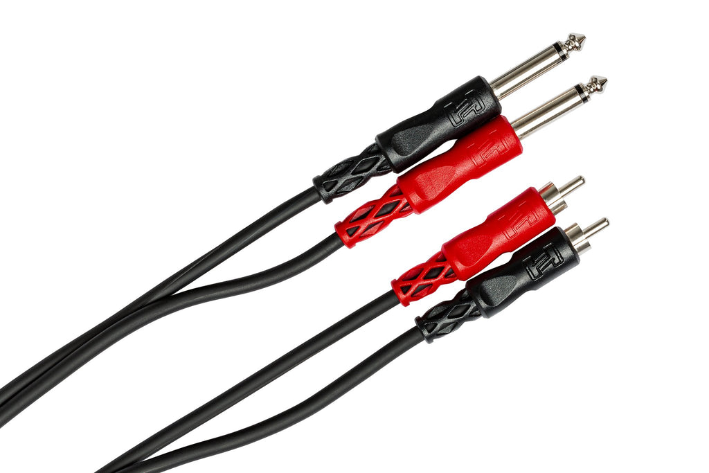 Stereo Interconnect, Dual 1/4 in TS to Dual RCA - Angle