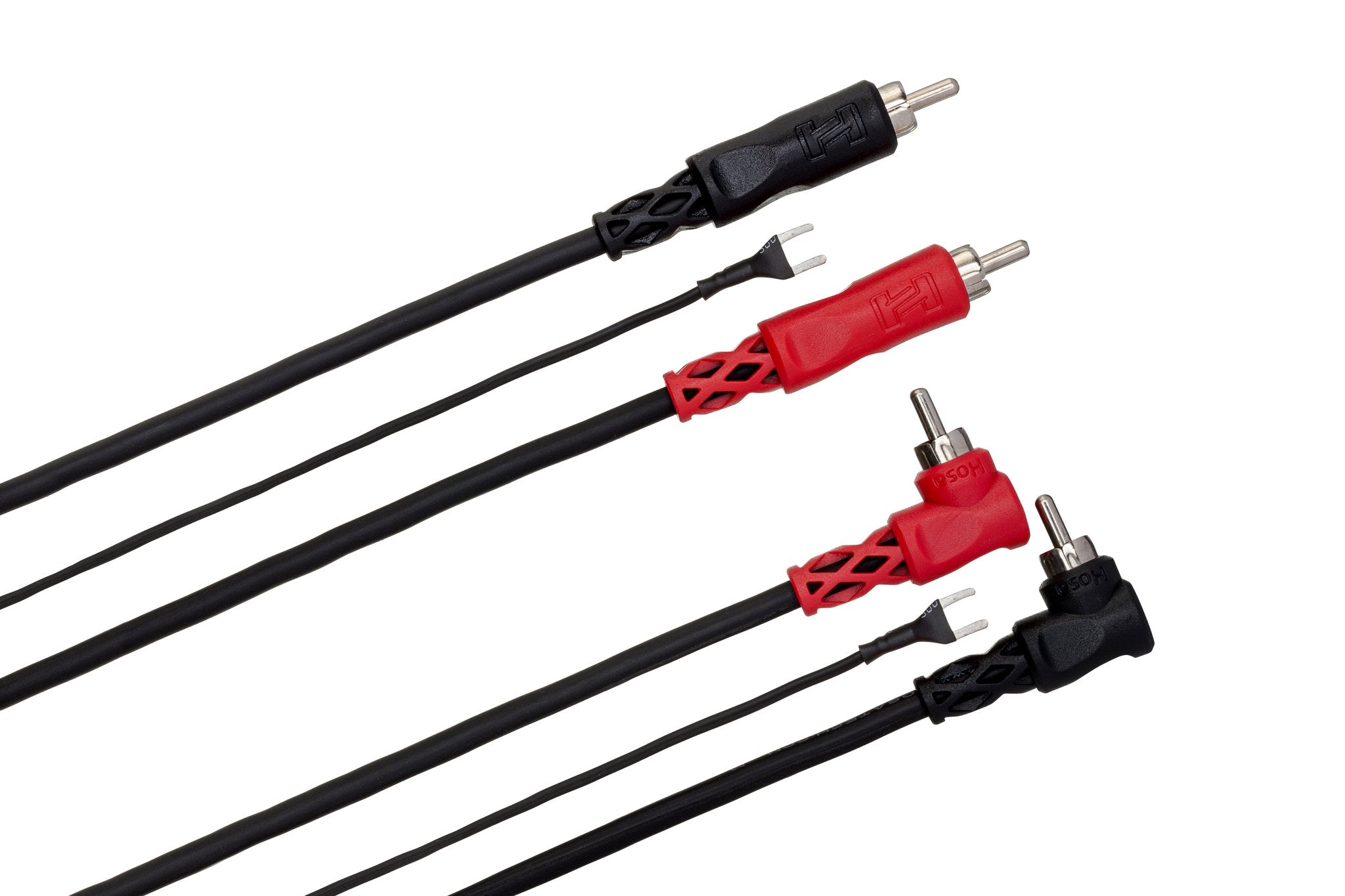 Stereo Interconnect, Dual RCA to Dual Right-angle RCA with Ground Wire - Angle