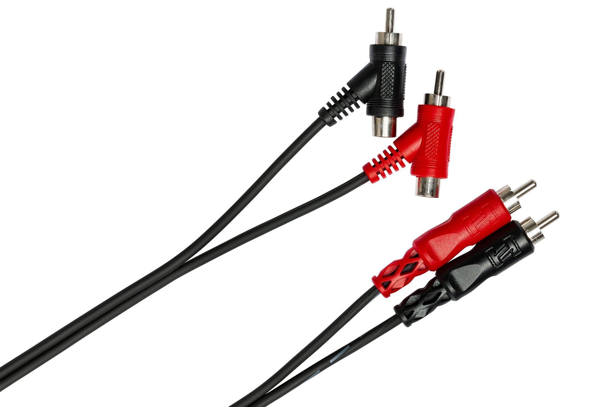 Stereo Interconnect, Dual RCA to Dual Piggyback RCA - Angle