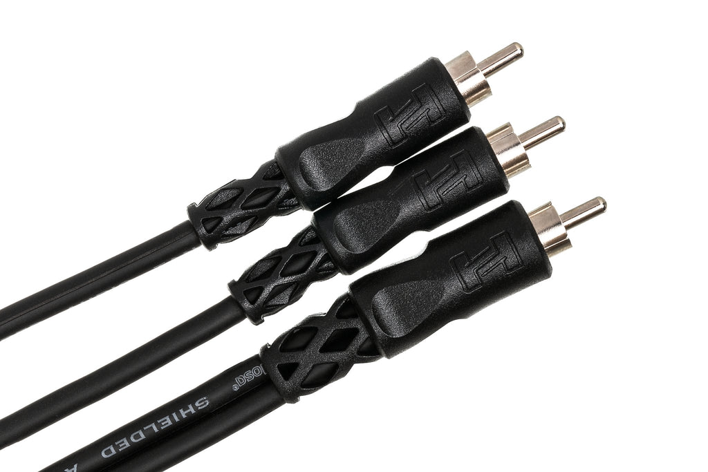 Y Cable, RCA to Dual RCA, 3 ft - Angle