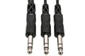 Y Cable, 1/4 in TRS to Dual 1/4 in TRS - Front