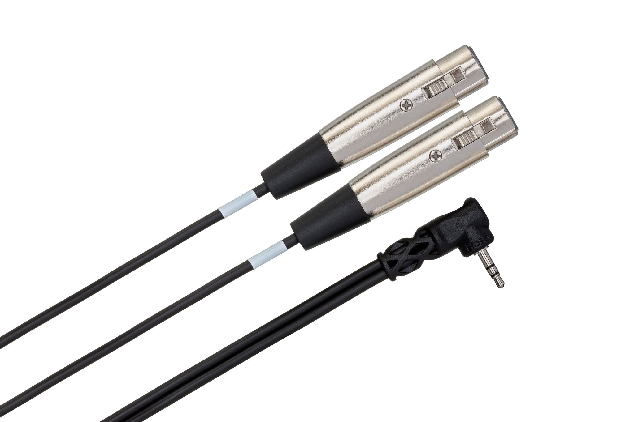 Camcorder Microphone Cable, Dual XLR3F to Right-angle 3.5 mm TRS - Angle